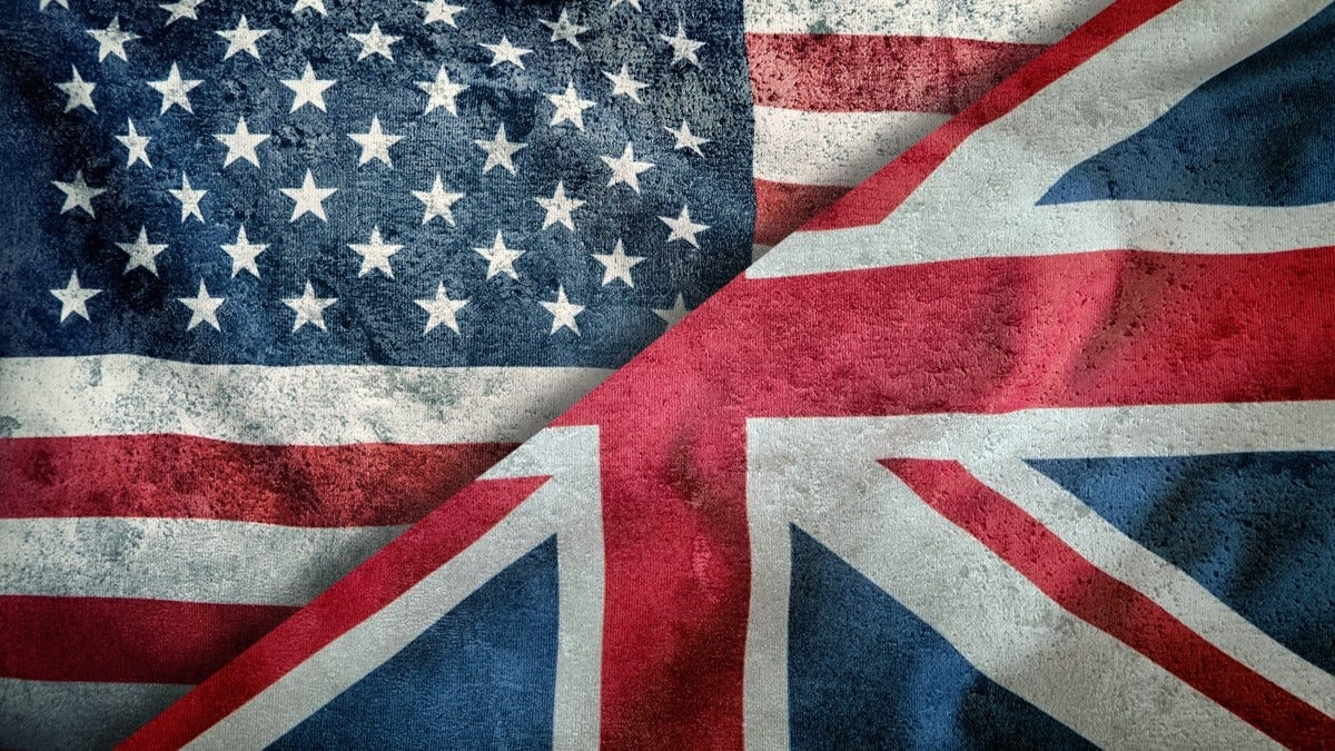 Combined American and British flags